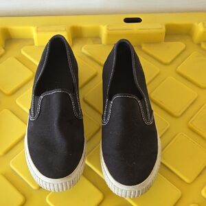 Timberland Size 8 Black Canvas Slip-On Loafers